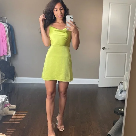 chartreuse midi dress Catching Feelings Satin Midi Dress - Chartreuse (FINAL SALE), Medium | Hazel and Olive
